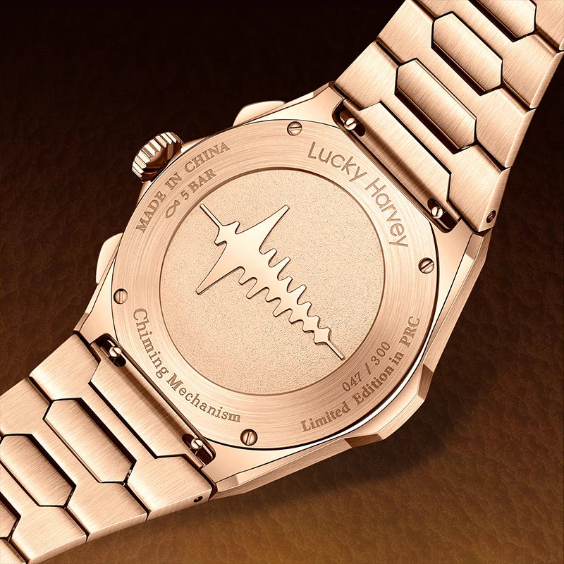 Lucky Harvey Automatic Mechanical Movement Self-sounding Watch Men's Watch Hammer Dial 316L Stainless Steel Fashion Mens Watch