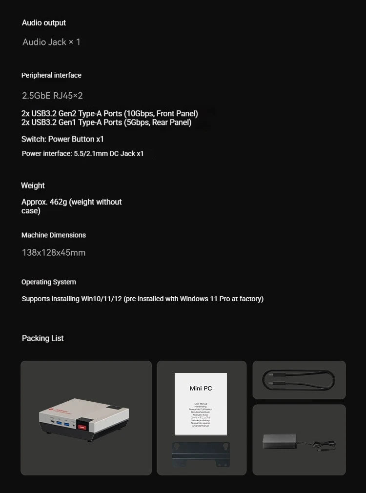 ACEMAGIC X5 Retro Mini Desktop PC AMD Ryzen AI 9 HX370 High Performance WiFi 7+BT5.4 DDR5 5600MHz PCle4.0x4 SSD Four-screen 8K