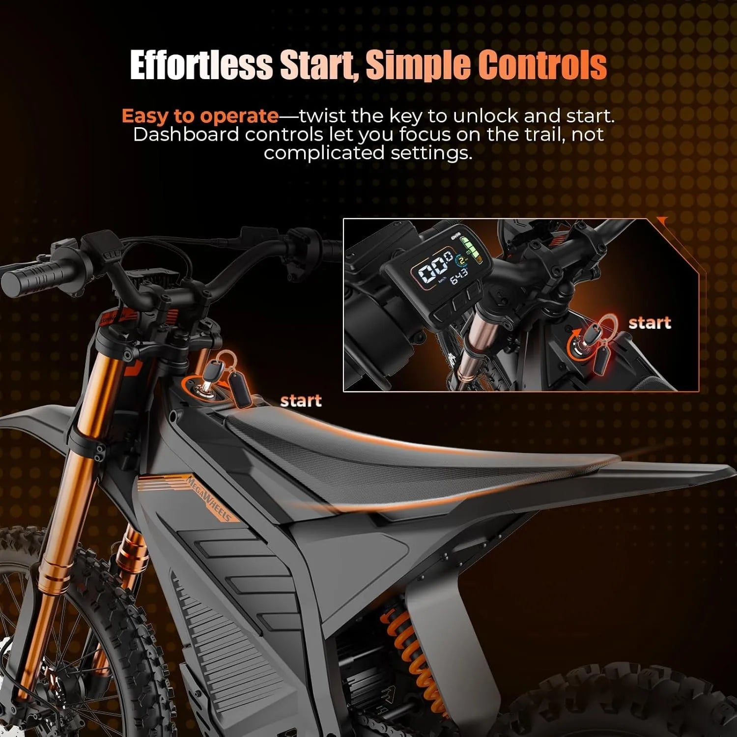 6000W PEAK ELECTRIC DIRT BIKE 60V 30AH OFF-ROAD BICYCLES 50MPH E-BIKE FOR ADULTS