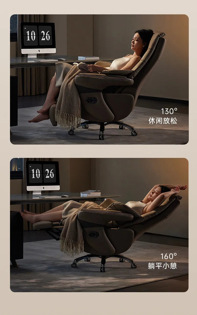 Premium Genuine Leather Executive Office Chair - Electric Massage Gaming Chair with Ergonomic Support for Home and Office JT40