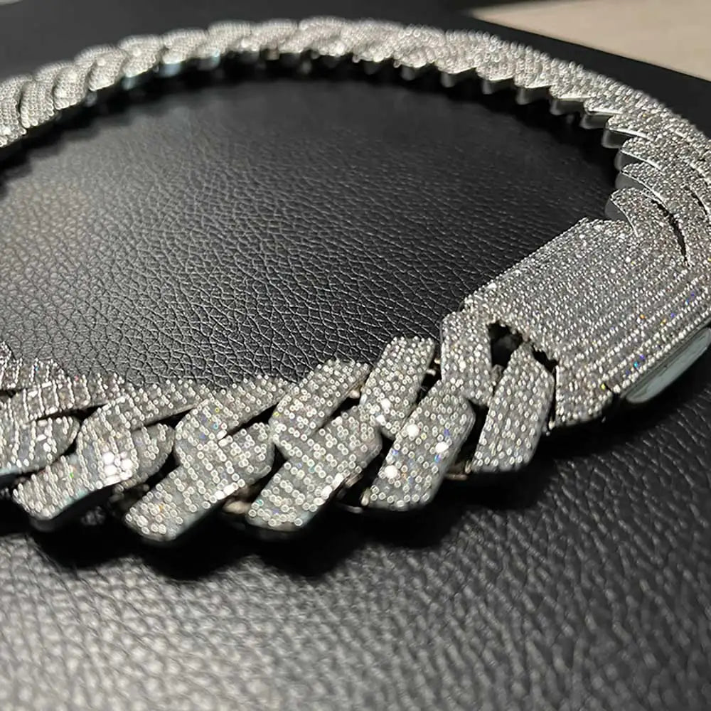 Custom 25MM S925 Sterling Silver Hip Hop Moissanite Cuban Link Chain Thick Miami VVS Cuban Necklace For Men
