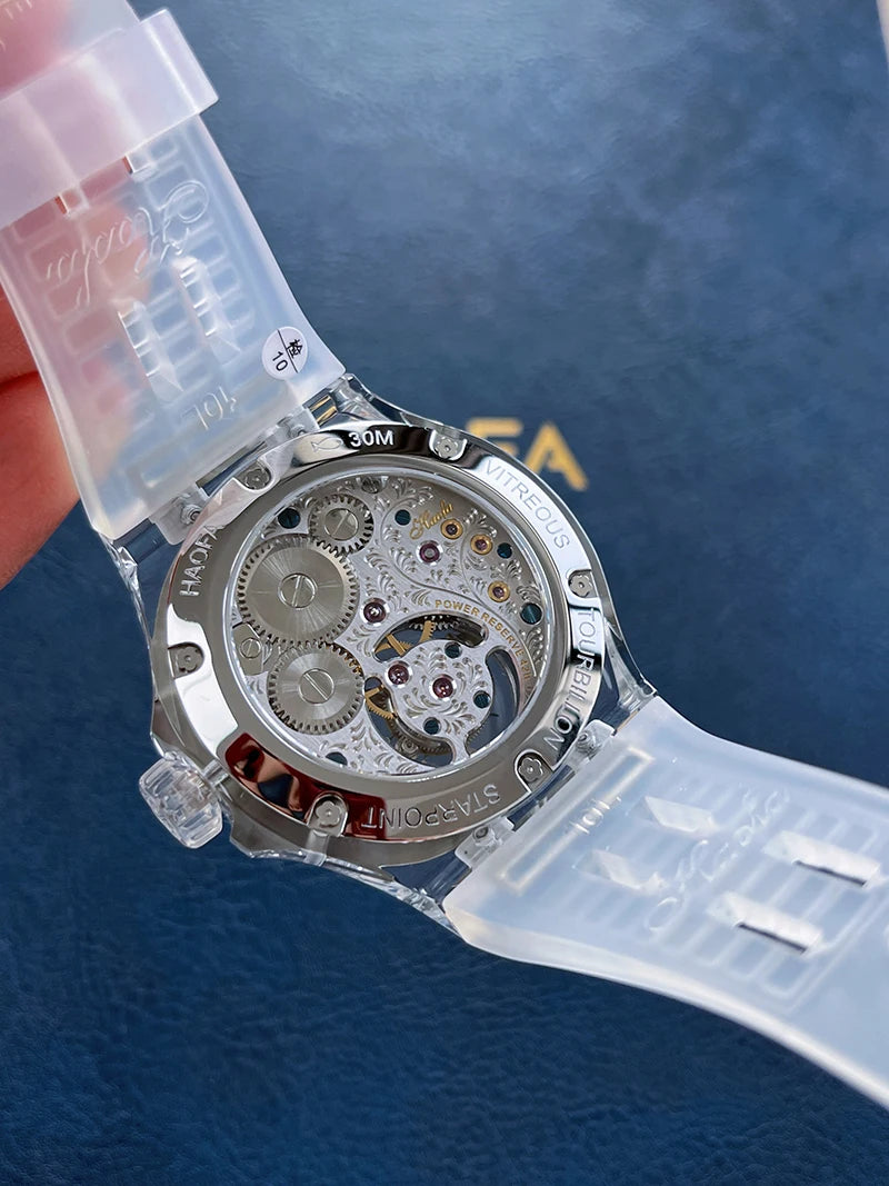 Haofa GMT Tourbillon Man Watch 2101 Luxury Rainbow Crystal Day And Night Manual Tourbillon Mechanical Men Watches Sapphire