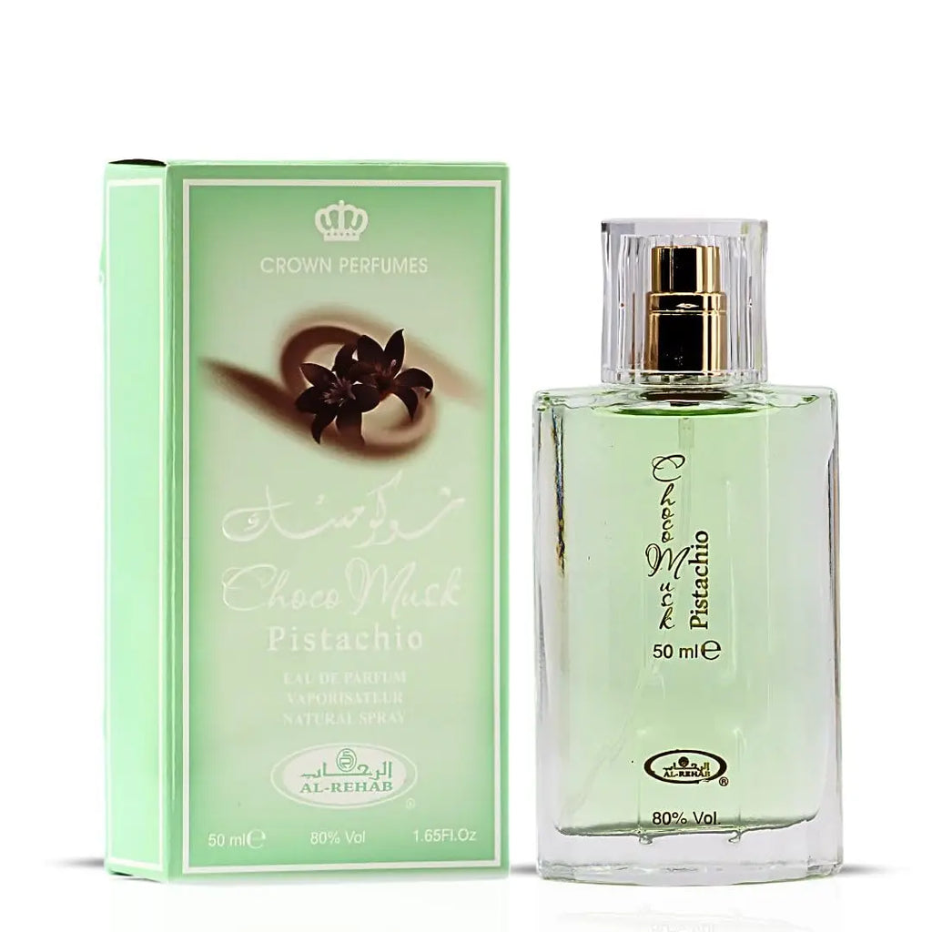 Al-Rehab Choco Musk Pistachio Eau de Parfum for Women & Men - 50ml (1.65 oz) | Nutty Gourmand Perfume with Pistachio