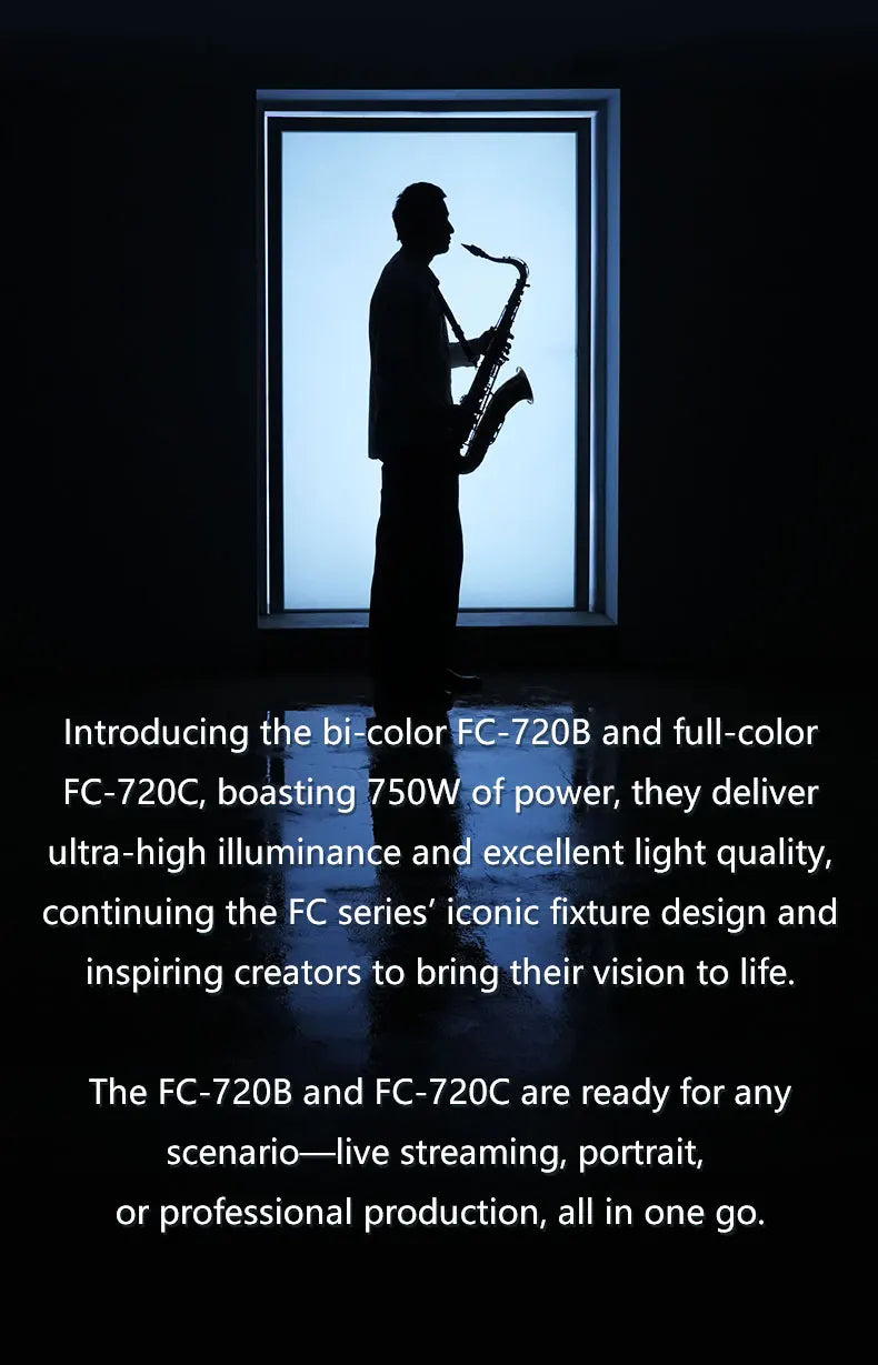 Nanlite FC-720B FC-720C LED Spotlight Wide CCT Range High Color Accuracy Built-in Special Effects for Filmmaking Video Studio