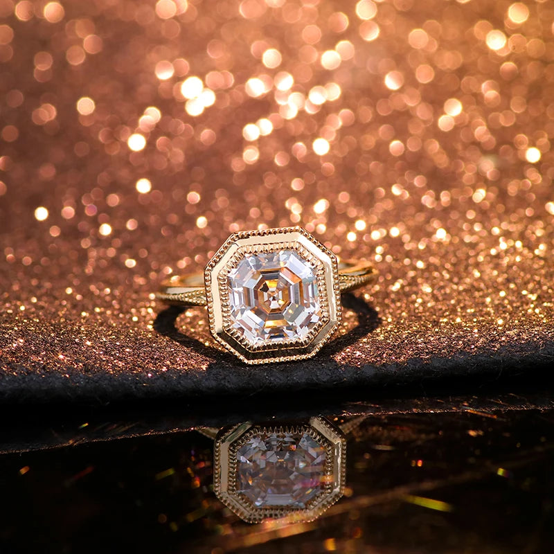 Provence Luxury Rings 14K18KGold D/VS1 IGI Lab Grown Diamonds Rings for Men Asscher cut Engagement Rings  Personalized Custom