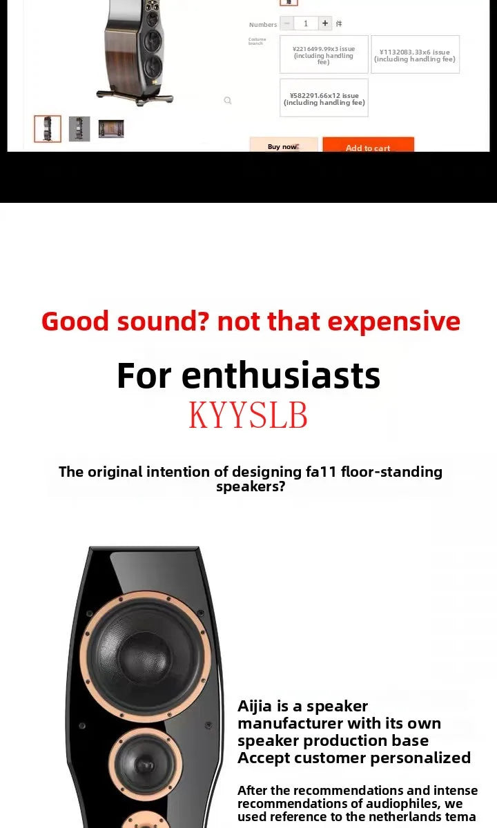 400W Dual 10-inch High-power Floor-standing Speakers Carbon Fiber Units High-fidelity Passive Speakers Home Front Audio 4ohm
