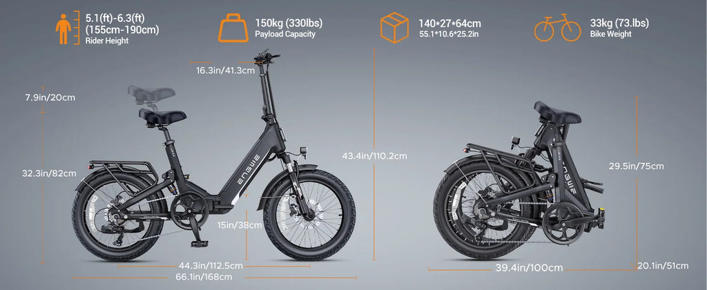 ENGWE L20 3.0 Full Suspension E-Bike, 1500W 48V 15Ah 60Miles, Smart GPS Anti-Theft, 28MPH Foldable Commuter Ebike