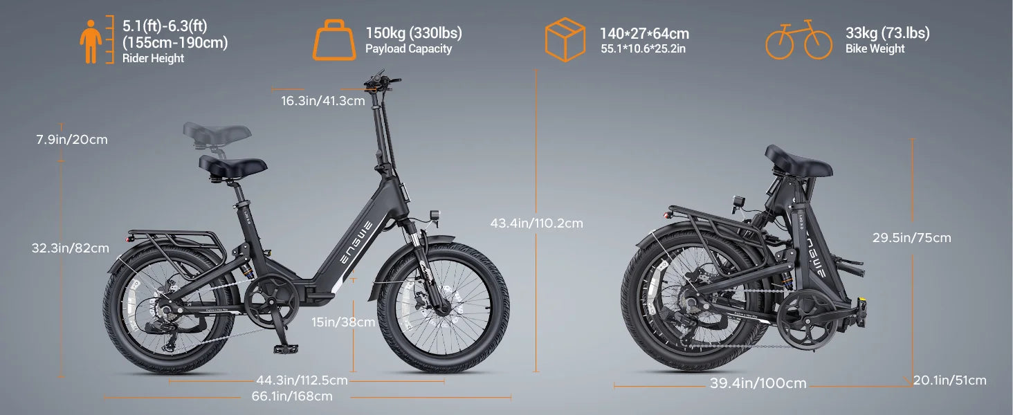 ENGWE L20 3.0 Full Suspension E-Bike, 1500W 48V 15Ah 60Miles, Smart GPS Anti-Theft, 28MPH Foldable Commuter Ebike