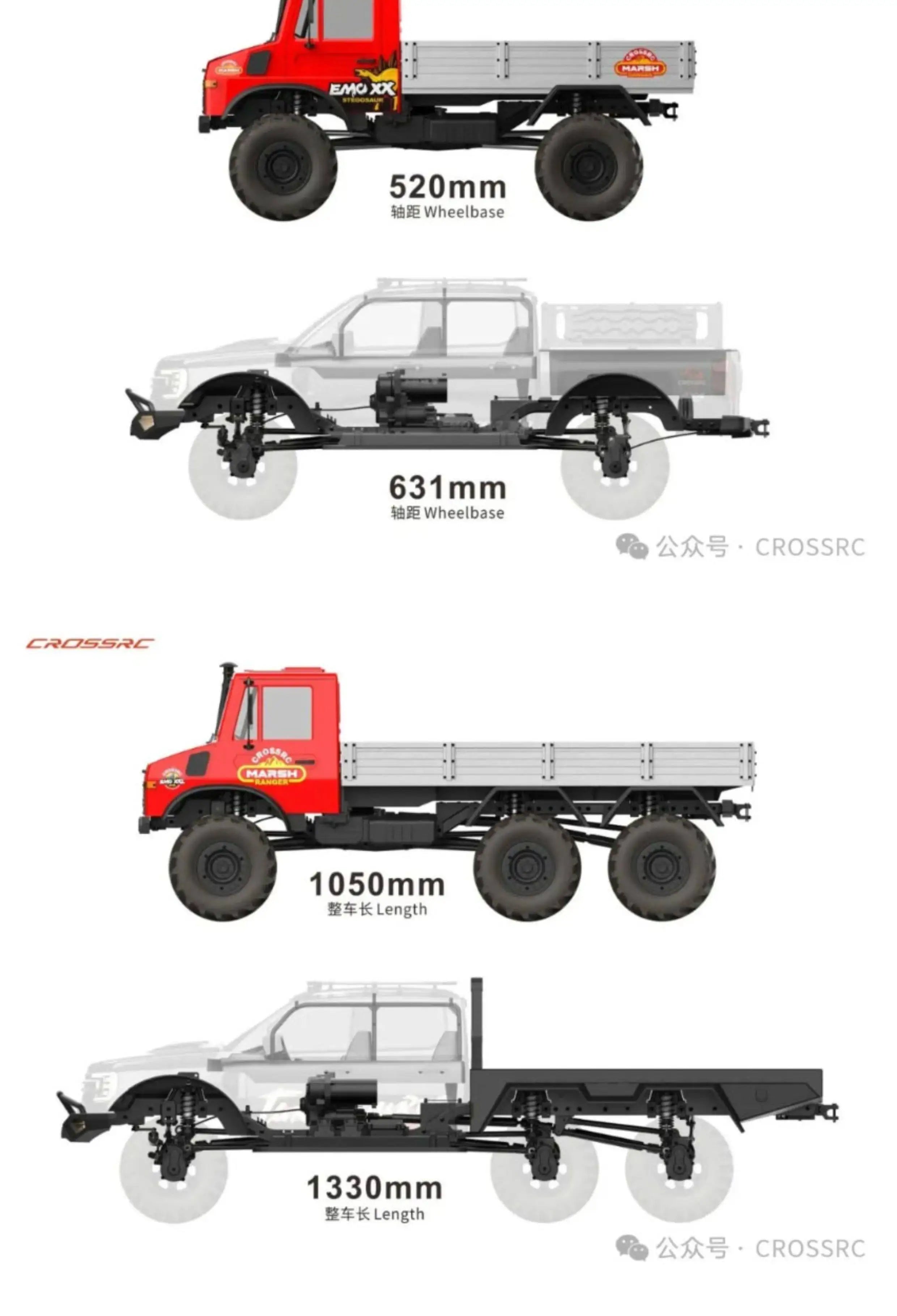 CROSSRC 1/5 Scale EMO XX2 XXL2 Tarbosaurus Remote Control Electric Off Road Climbing Pickup Truck All Terrain RC Hobby Vehicle