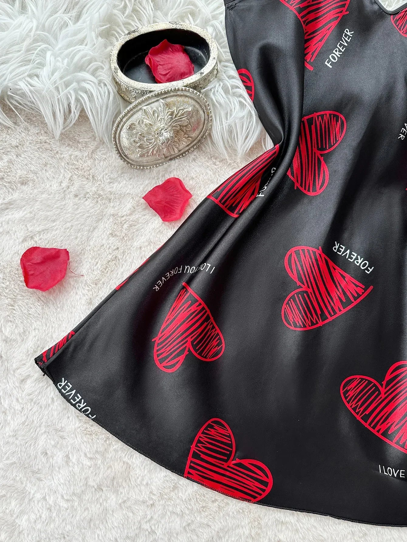 Print Satin Slip Nightdress V Neck Backless Mini Sleep Dress Women Sleepwear Dresses Nightgown Cosplay Sexy Pajama