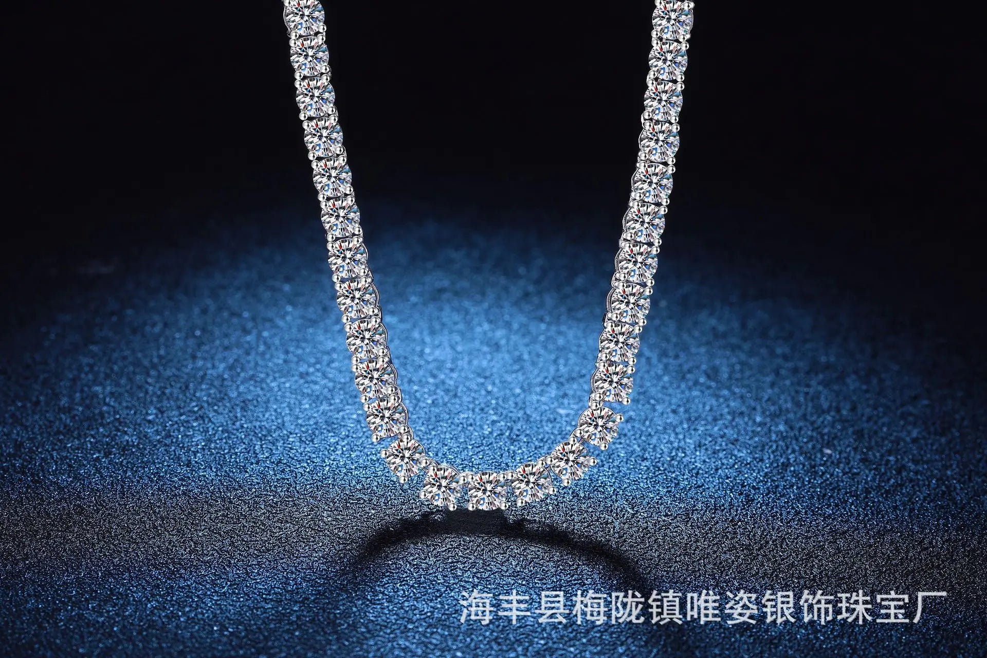 Bulk High-End Hip-Hop Necklace, PT950 Platinum Moissanite Tennis Style, Unisex Aesthetic Luxury Jewelry
