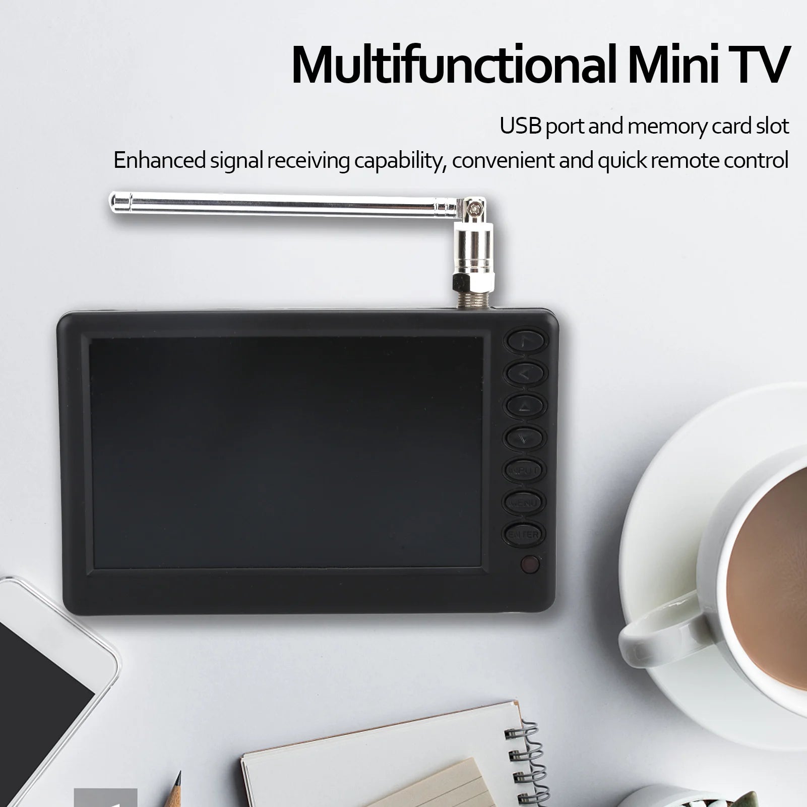 LEADSTAR 5 In TV Digital Television Portable Digital TV for Car Camping Kitchen EU Plug 110-220V