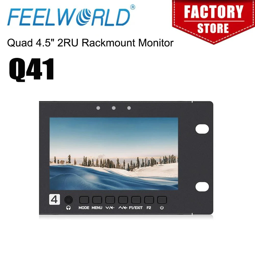 FEELWORLD Q41 Quad 4.5" 2RU Rackmount Monitor 3G-SDI 4KHDMI AV input and output 1280x720 pixels