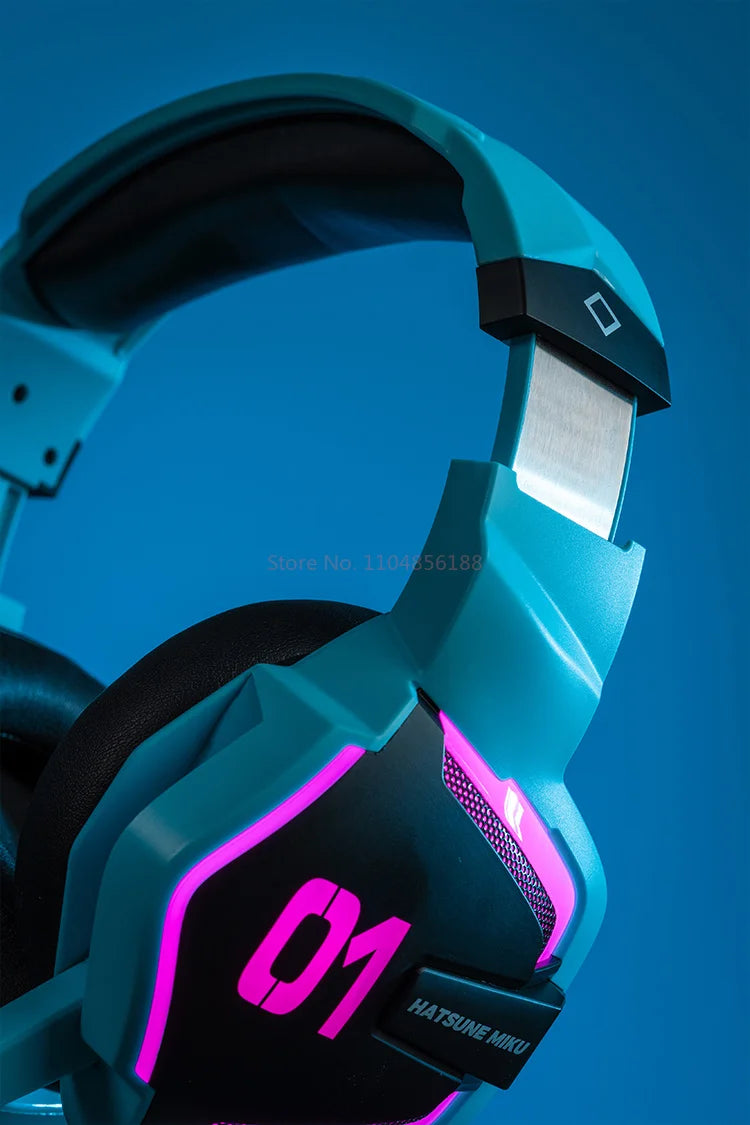 Hot Moeyu Hatsune Miku Esports Heart Series Anime Esports Headset Mechanic Surround Sound Wired Headset Christmas Gift Toy