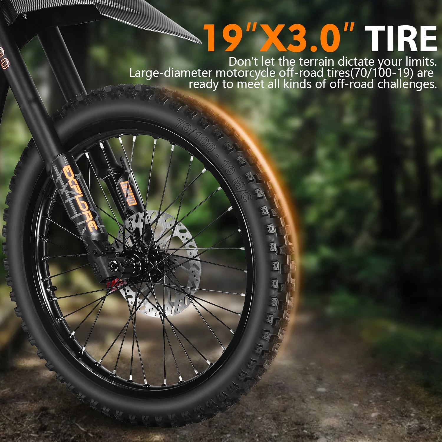 JECHAM QF200 Electric Bike For Adult 3000W Mountain Off-Road Motorcycle 60V 32Ah Battery 19*3.0 Inch Fat Tire E-bike Bicycle