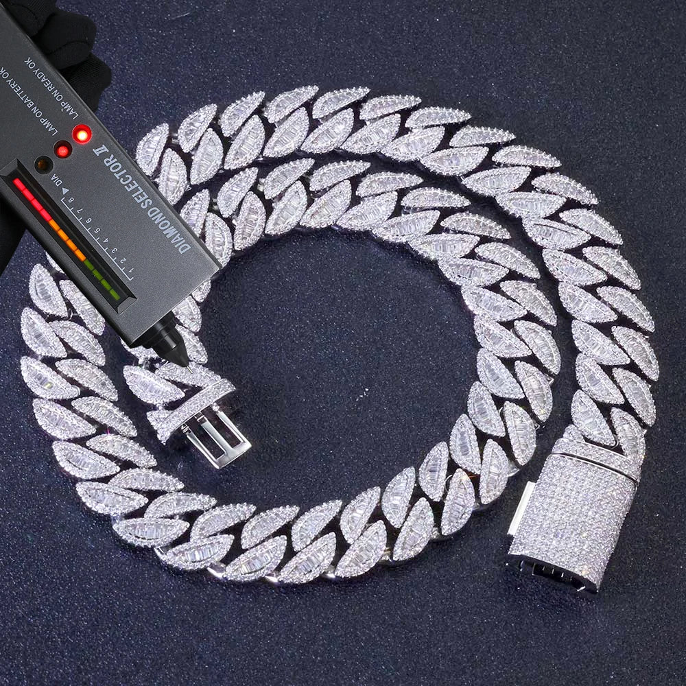 Fine Style 20mm 3 Row 925 Solid Silver Heavy Moissanite Necklace Iced Out Hip Hop Jewelry VVS Best Quality Cuban Link Chain