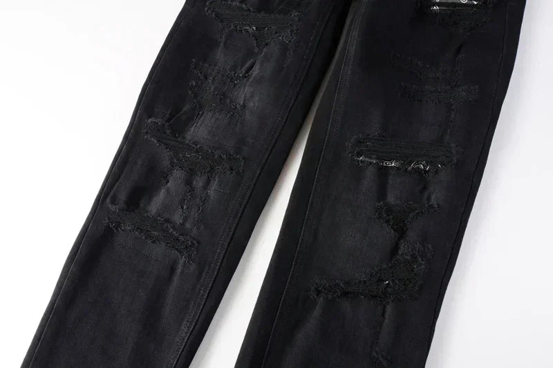 2025 KSUBI Men Personality Multi-style Low Rise Elastic Skinny Denim Pants American Style Ripped Trousers Jeans