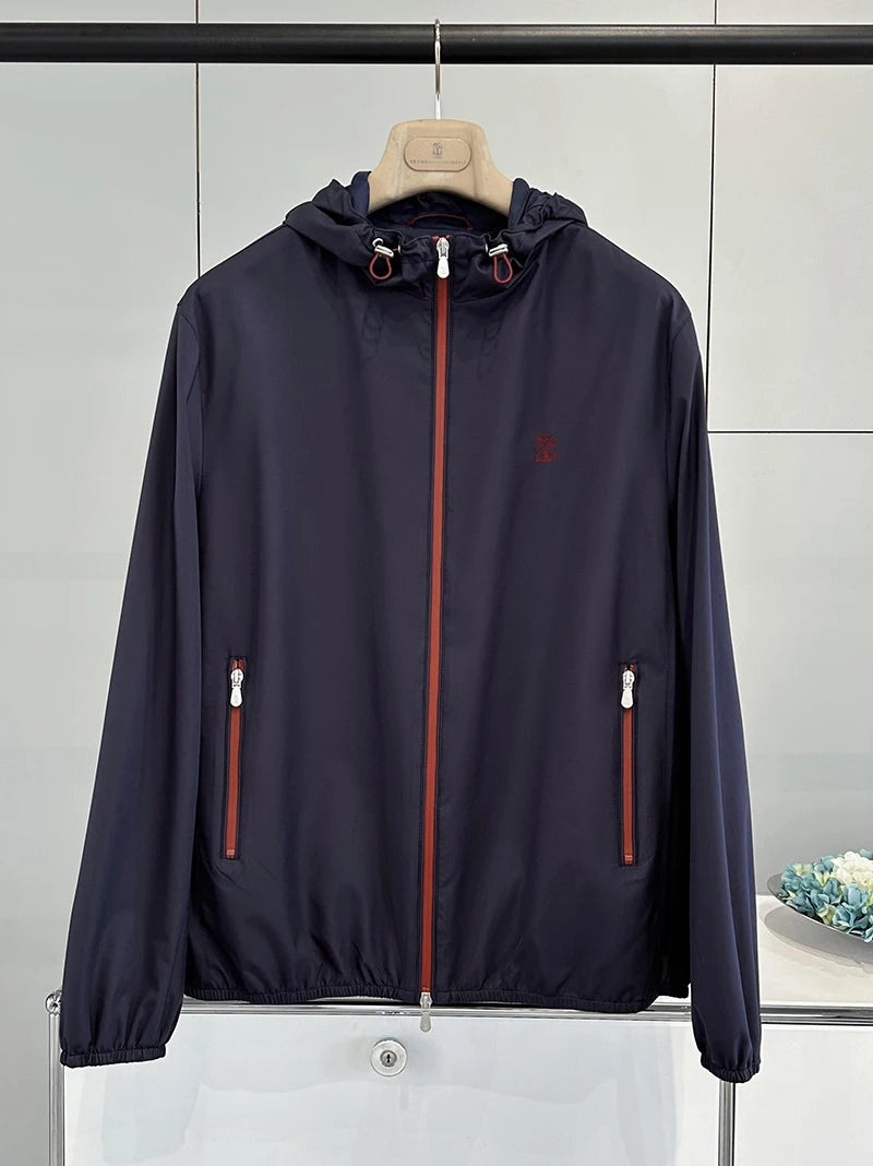 ALIN BC Top Line Microfiber Lightweight Tech Fabric Casual Men's Hooded Spring Autumn Jacket Outerwear Standard Fit Long Sleeve
