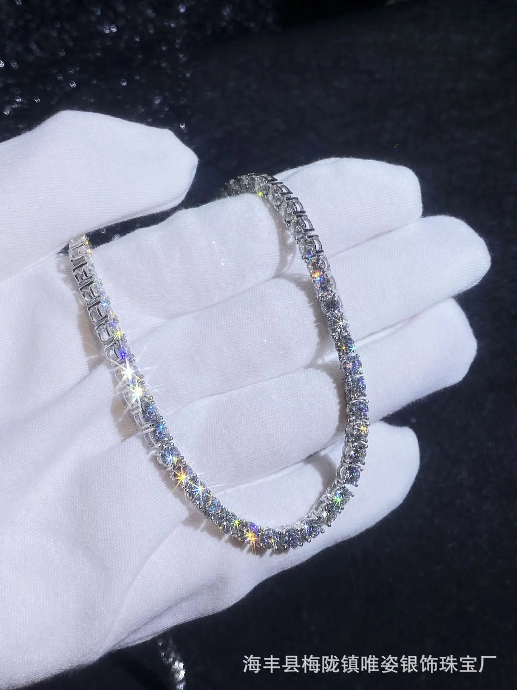 Bulk High-End Hip-Hop Necklace, PT950 Platinum Moissanite Tennis Style, Unisex Aesthetic Luxury Jewelry