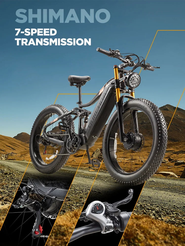 Electric Mountain Bike BURCHDA HC26 Dual Motor Version US Warehouse Stock Free Shipping 48V 30Ah Long Range Motor Bicycle