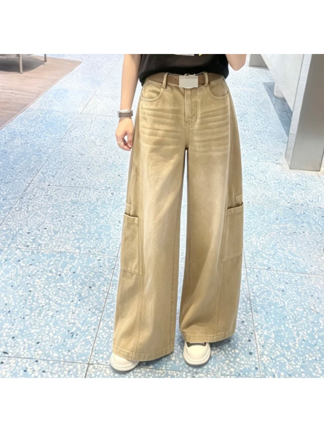 Fashionable Cartoon Letter Anime Print Pocket Design Straight Leg Pants Women's RK31302105 Summer 2026 Casual Cotton Pants
