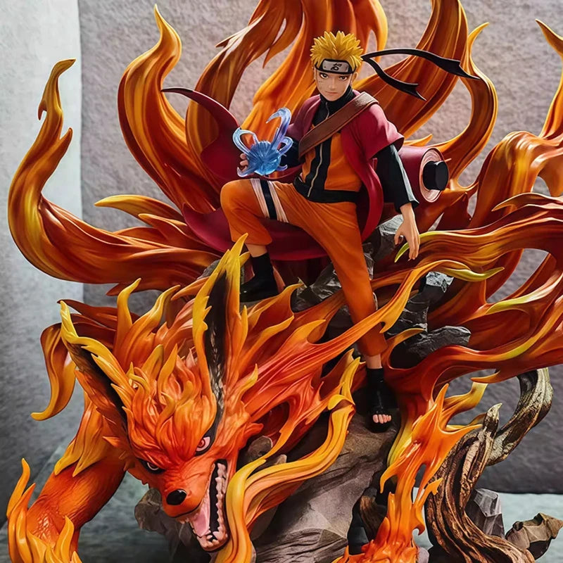 41cm Anime Figure Naruto GK Sennin Mode Naruto Kurama Action Figure Ten Years Hundred Ninja Statue Collect Model Toy Decor Gift