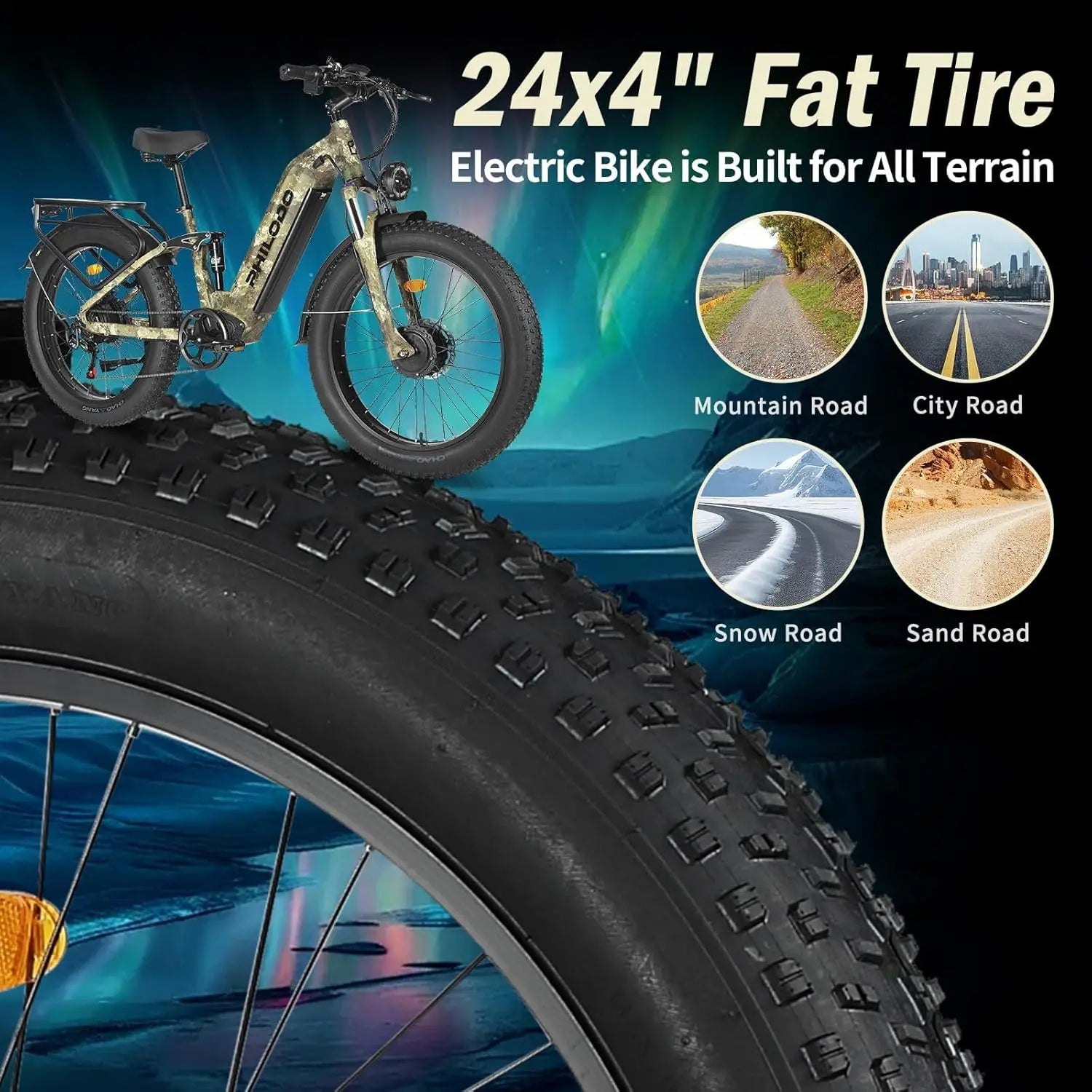 5000w Dual Motor Electric Bicycles, 60V Battery E-Bike with 45 MiIe P-Hour Electric Bike for Adults, 26 Fat Tire Hunting Ebike f