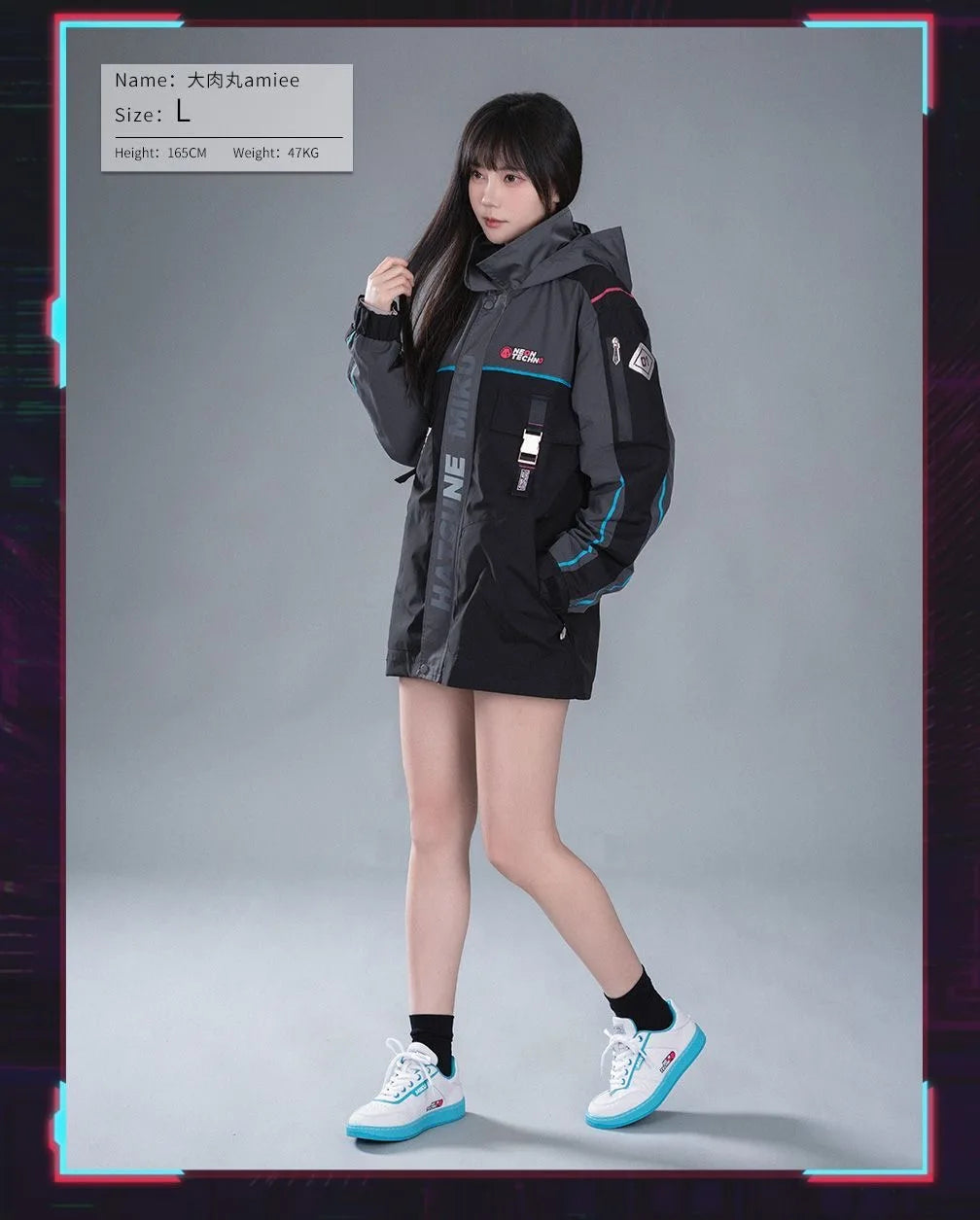 Moeyu Hatsune Miku Cosplay Jacket for Men Trench Hooded Jackets Man Winter Coat Women Clothes Anime Costume Casual Outwear