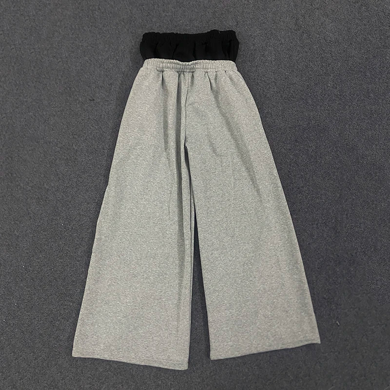 Y2K High-Waisted Printed Embroidered Street Guard Pants Spring Summer Casual Straight Leg Double Waist Design Fashionable