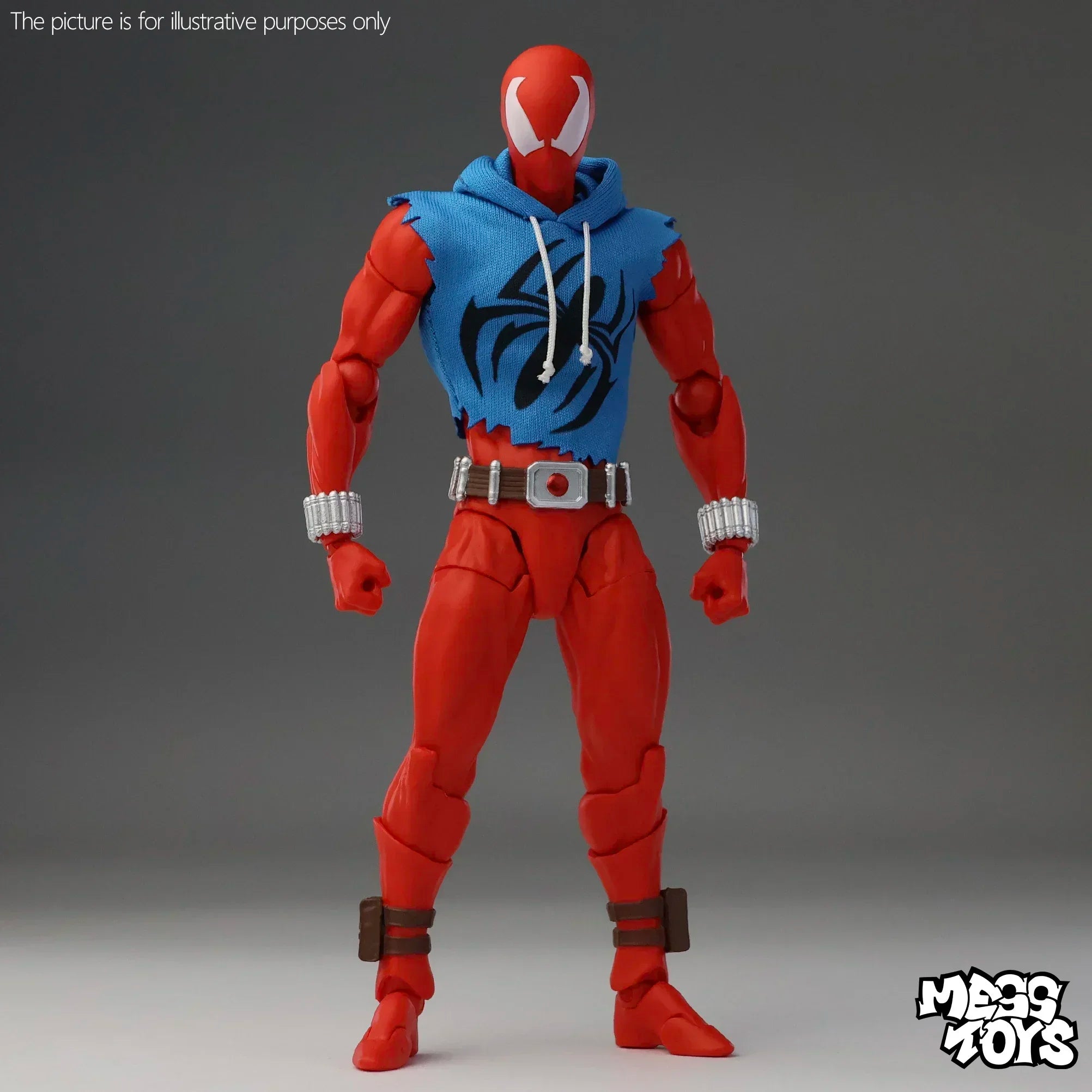 Original Mess Toys | Scarlet Spider Hoodie & Vest Outfit Figure | Premium Spider-Man Action Model | Collector Gift