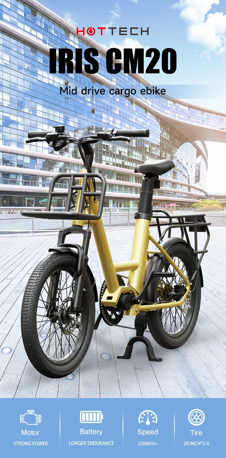 HOTTECH Factory Cheap Price Ebike Electric Cargo Bike 20 Inch 36V E Bike With Cargo
