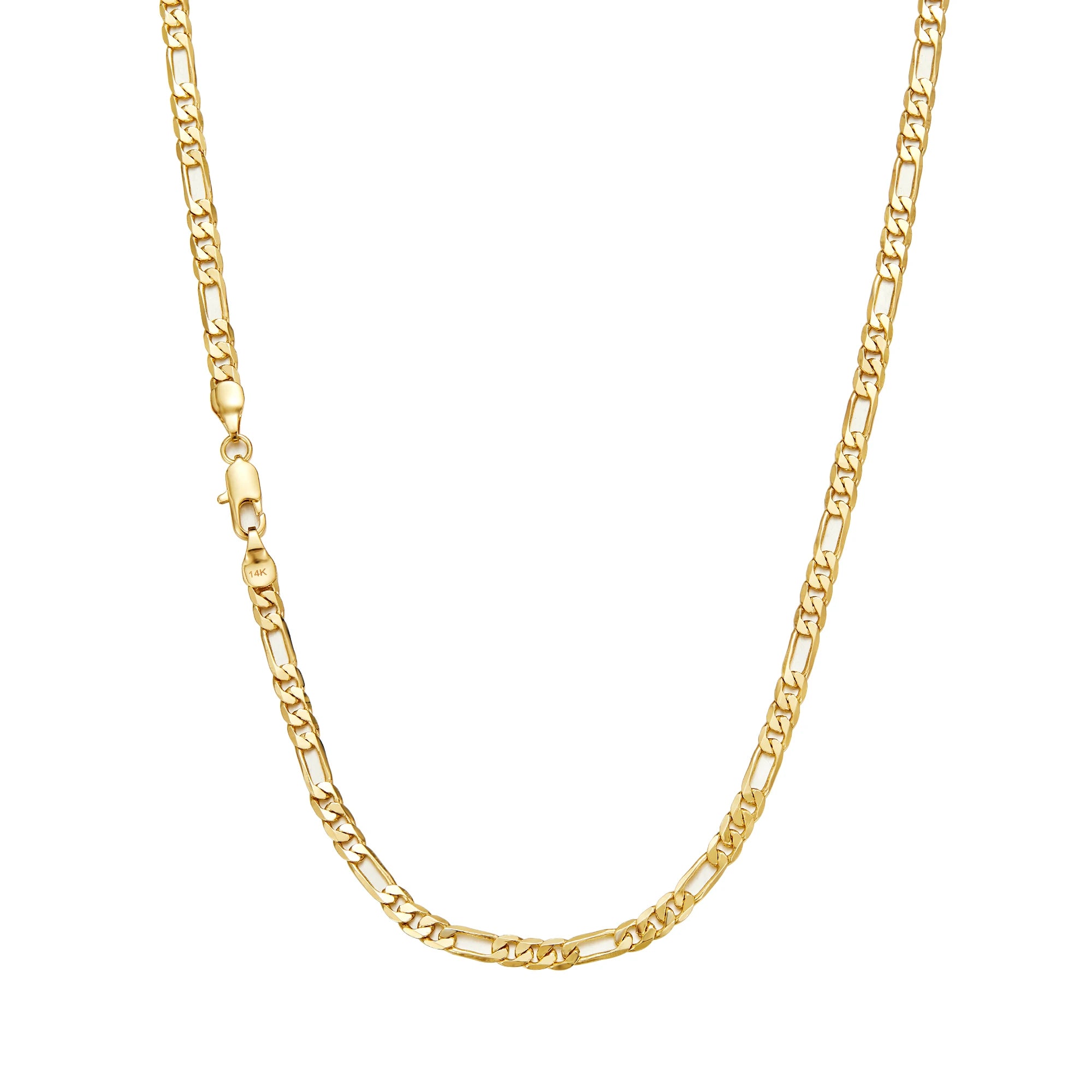 2.5-10mm Figaro Stainless Steel 14K Gold Plated Link Chain Necklace Fashion Women Men's Hip Hop Rock Jewelry