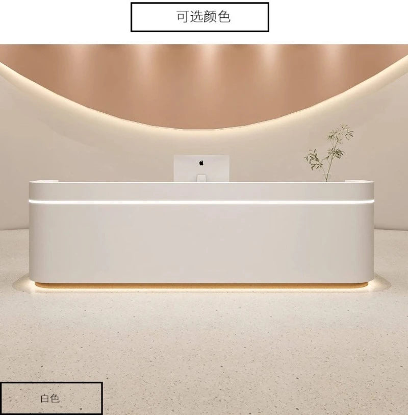 Nordic Cream Style Reception Desk Simple Company Beauty Salon Cashier Counter Training Institution Hospital Office Furniture FYR