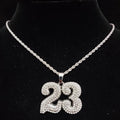 Men Women Hip Hop Number 23 Pendant Necklace With 13mm Crystal Cuban Chain HipHop Iced Out Bling Necklaces Fashion Charm Jewelry