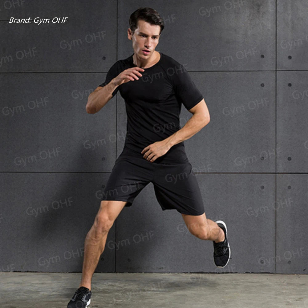 Anime Baki Sport Suits Runing Compression Shirt Shorts Sets Gym Fitness Jogging Training Rashguard Sportwear 2 in 1 Mens