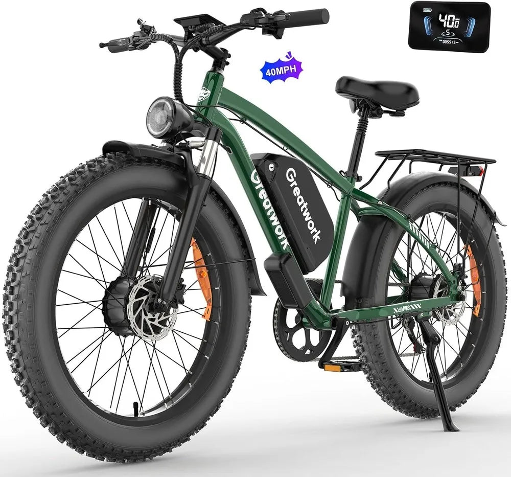 26" Electric Mountain Bike 3000W Peak E-Bike 48V 20AH Bicycle  50KM/H FatTyre
