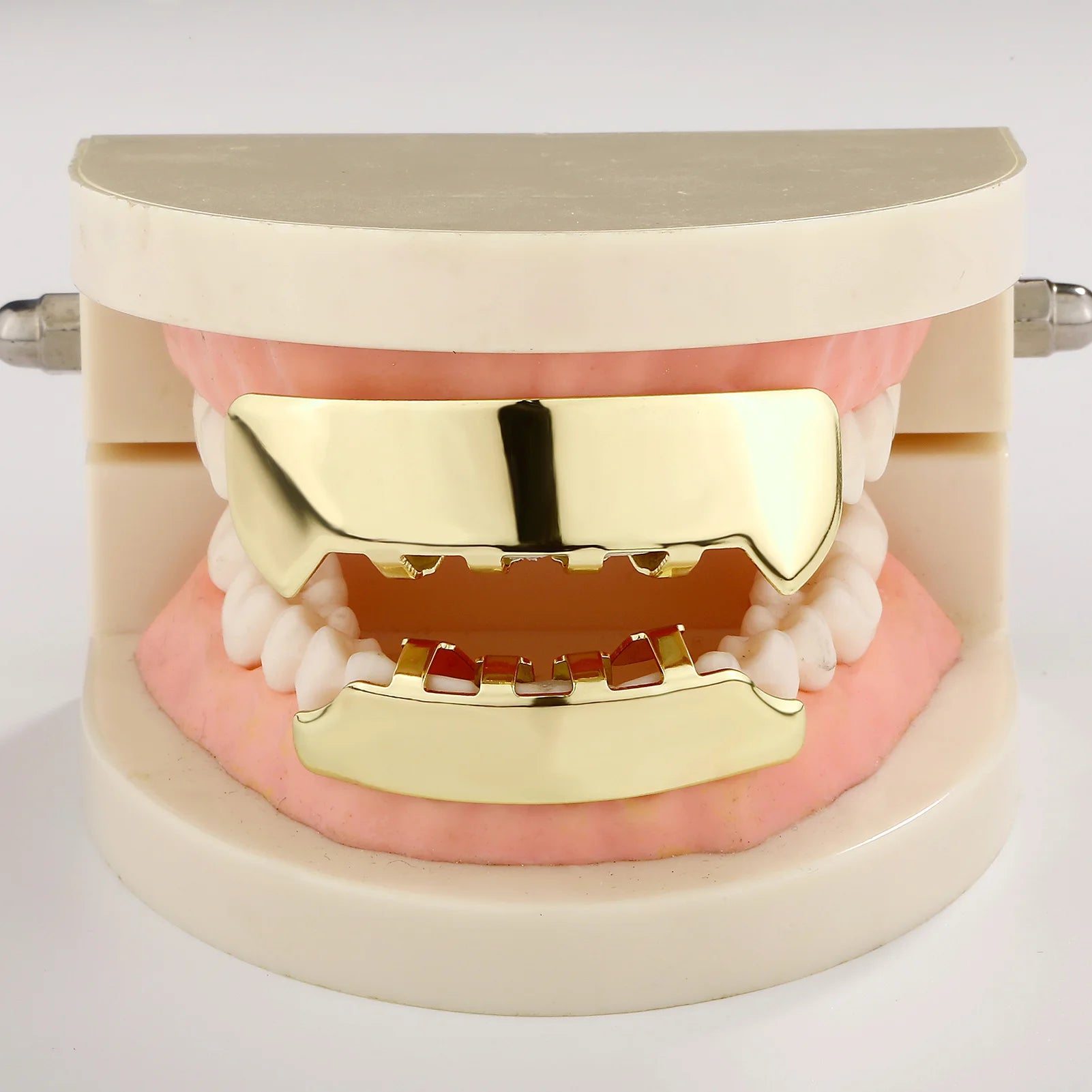 TOPGRILLZ Cyberpunk Square Glossy Tooth Grillz Braces Hip Hop Trapezoid 6 Top&6 Bottom Teeth Caps For Women Men Rapper Jewelry