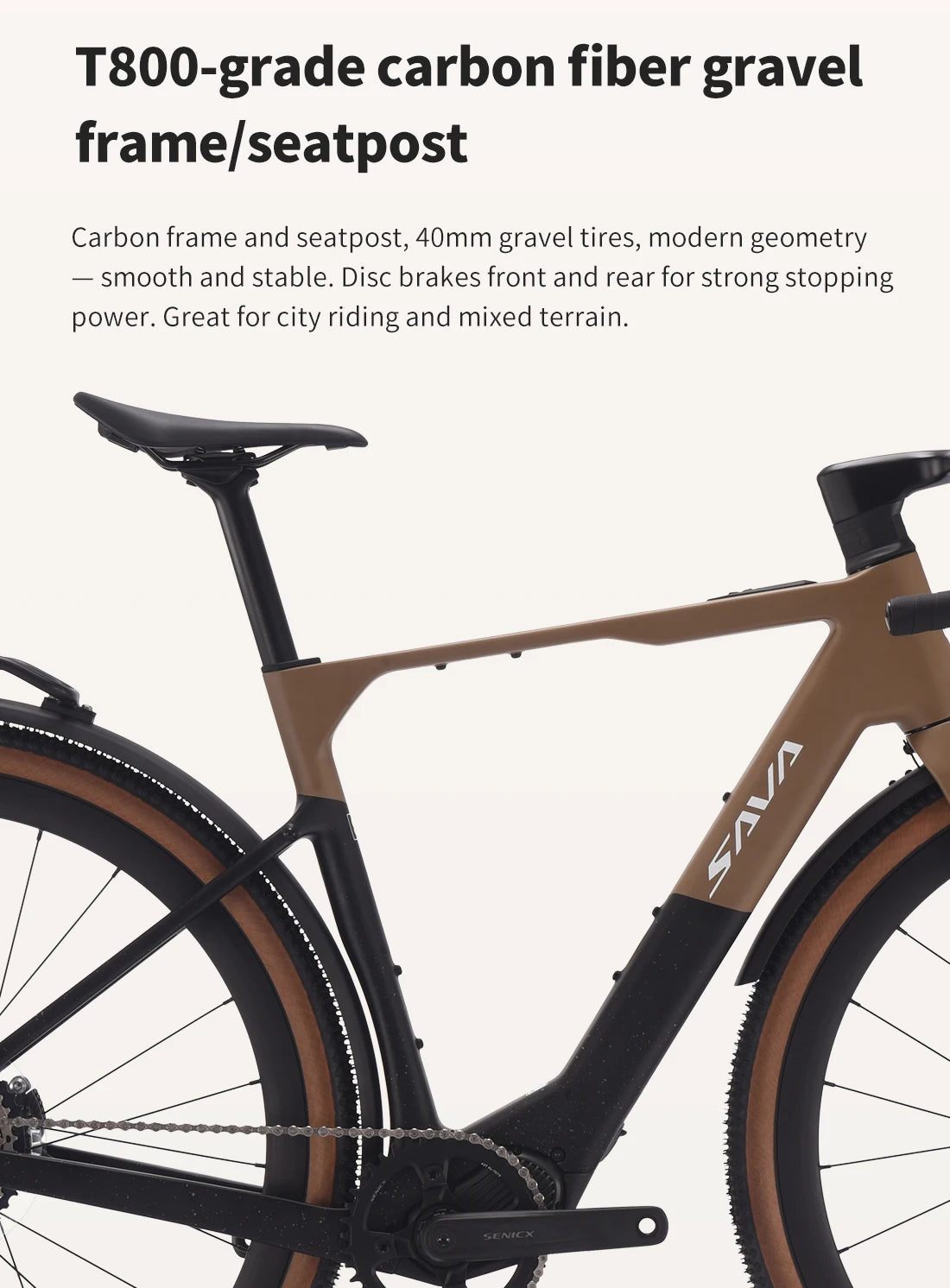 SAVA E-BIKE Carbon Fiber Gravel Electric Assist Bike 36V 10AH Battery with 120km Range Features SHIMAN0 GRX ST-RX600 Groupset