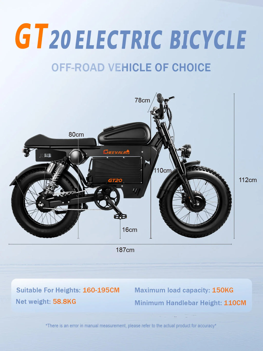 Cheevalry GT20 20 Fat Tire E-Mountain bike  Adult E-bike 1500W*2 motor city ebike 60V43Ah battery Electric Bike