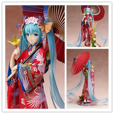 Stronger Hatsune Miku Authentic Japanese Floral Pattern Kimono Figure With Traditional Umbrella Anime Collectible For Otaku Fans