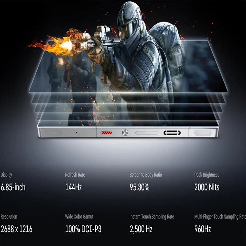 Global Version Redmagic 10S Pro NX789J Snapdragon 8 Elite Leading Version 6.853" Q9+ 144Hz AMOLED 50*2+2+16MP 7050mAh 80W NFC