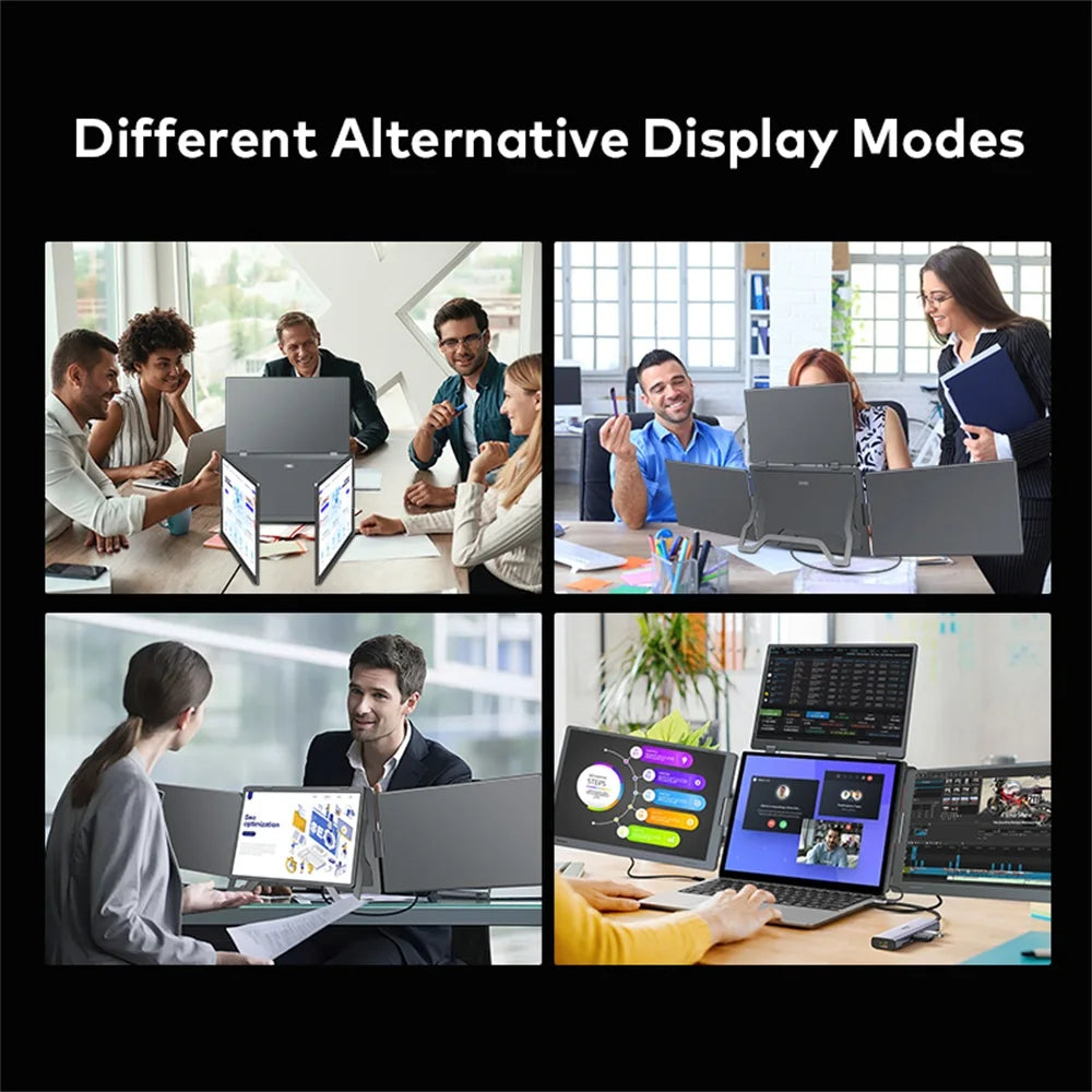 Triple Screen LCD Monitor for Laptop Portable FHD Display Secondary Notebook Monitor with Single Cable Sub Screen 14 inch