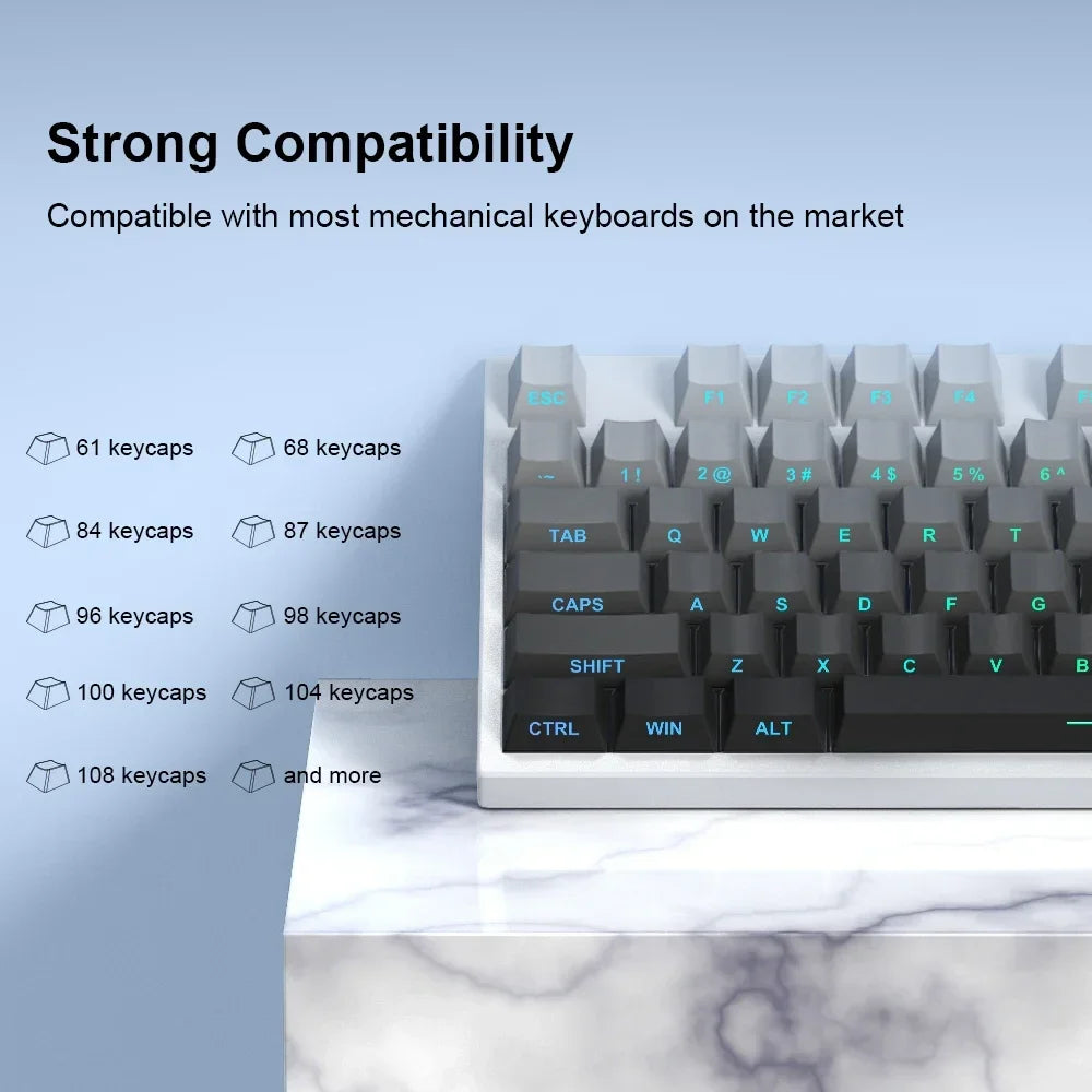 2025 New Original Daylight Cherry Keycaps PBT Translucent Gradient Color Side Engraving Personalized for MX Mechanical Keyboards