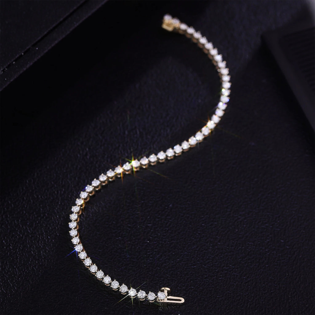 Provence Tennis Bracelet 10KGold 2.5mm Three Prong Settin  DEF/VS Lab Diamonds Simple Bangle for Women Men Personalized Custom