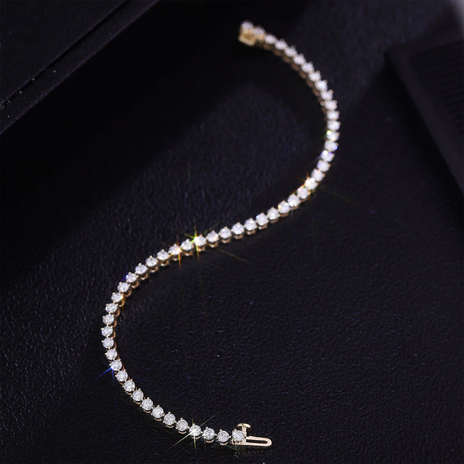 Provence Tennis Bracelet 10KGold 2.5mm Three Prong Settin  DEF/VS Lab Diamonds Simple Bangle for Women Men Personalized Custom