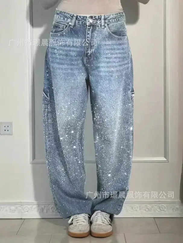 2025 Spring New Simple Loose Straight Jeans Europe and America