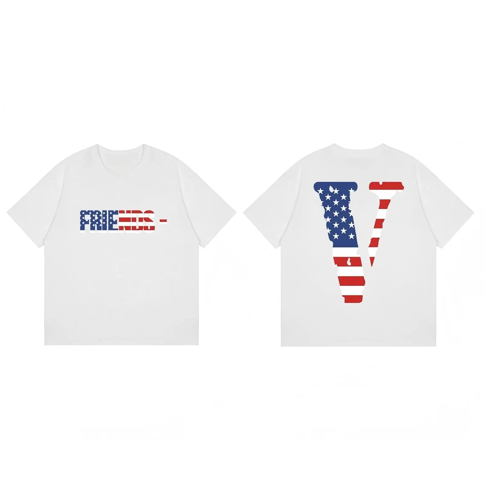 Vlone Friends Graphic Tee, Vietnam Flag V Print Short Sleeve T Shirt, Streetwear Casual Top, Gift for Vlone Fans, Summer Top
