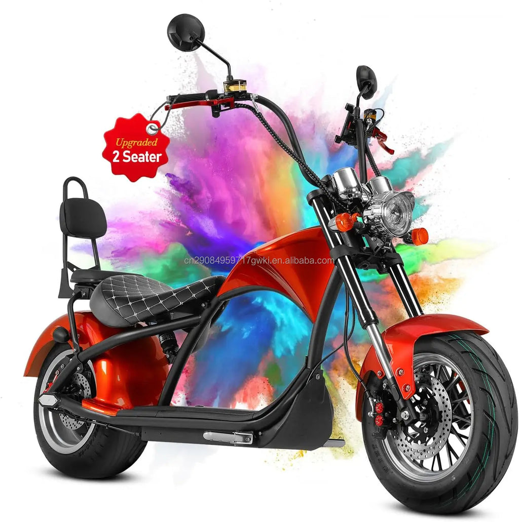 Custom 2000W 2 Seaters Electric Motorcycle Chopper Street Mopeds Motor Bike 60V 12-45Ah Long Range