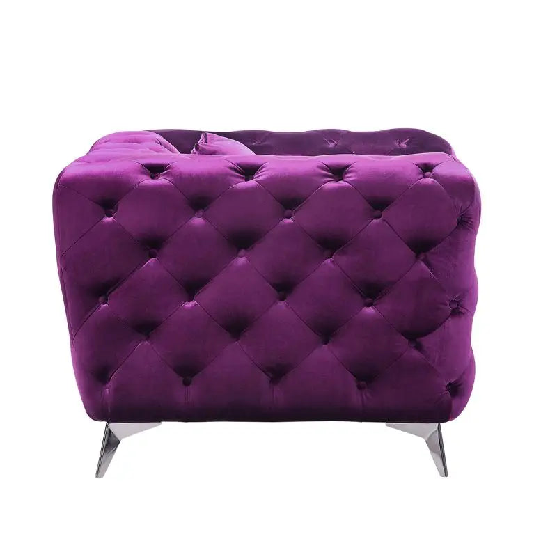 Purple Velvet Loveseat Sofa Chair, Elegant Two-Seater Couch for Living Room, Stylish Home Furniture, Cozy Seating Solution for