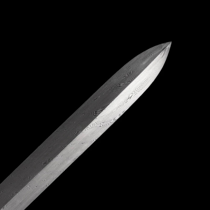 Chinese Staff Sword Folded Steel Damascus Blade Sharp Real Ebony Wood Scabbard Walking Stick Samurai Swords Silver Dragon Katana